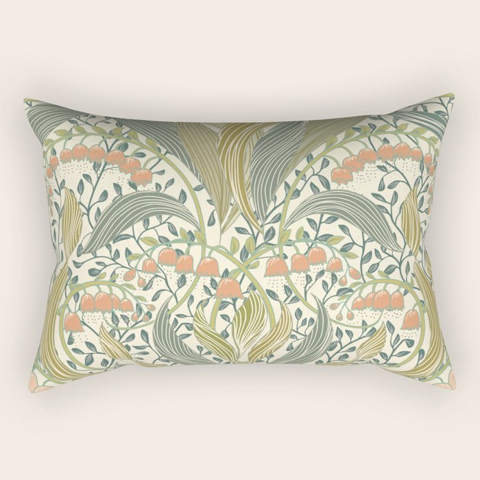 William Morris style lily of the valley light Rectangular Pillow Gallery Image 2