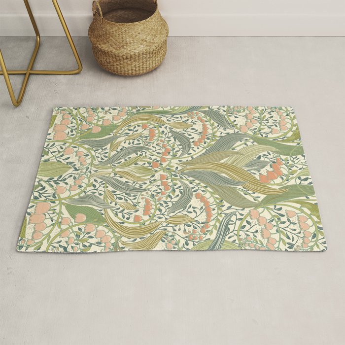William Morris style lily of the valley light Rug Gallery Image 1