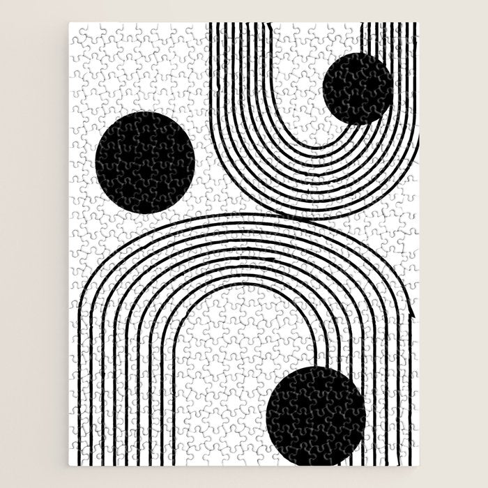 Modern Minimalist Line Art in Black and White Jigsaw Puzzle Gallery Image 1