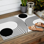 Modern Minimalist Line Art in Black and White Outdoor Rug Gallery Image 2