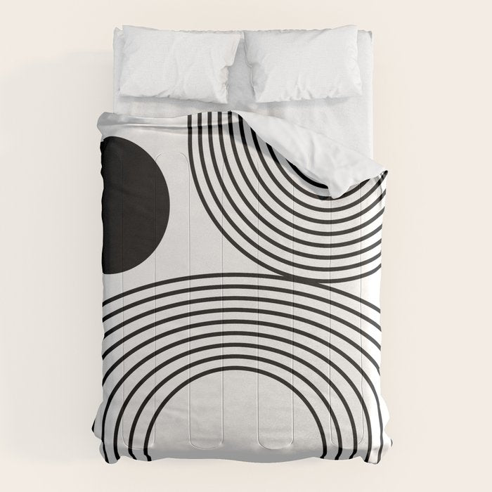 Modern Minimalist Line Art in Black and White Comforter Gallery Image 6