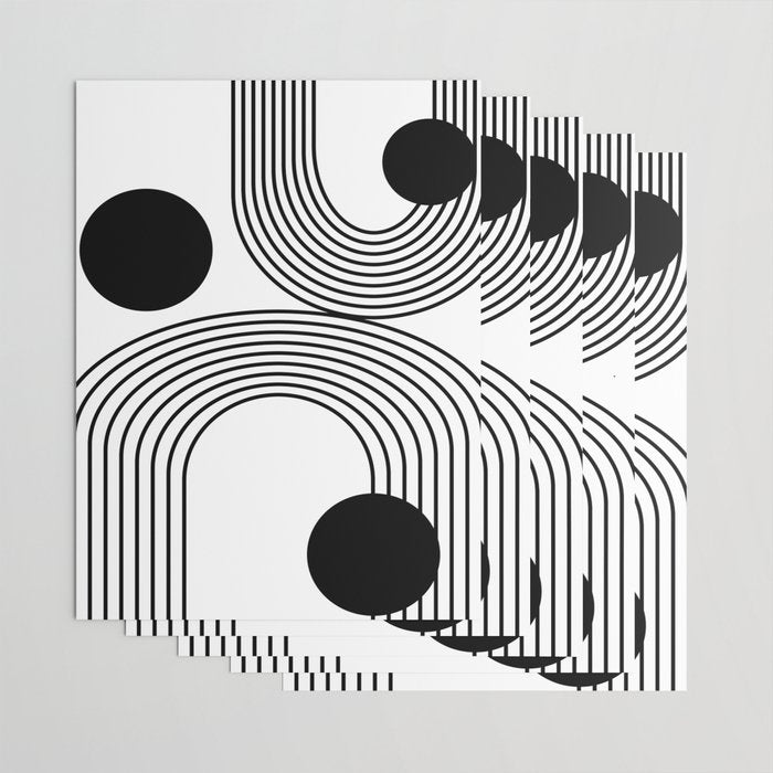 Modern Minimalist Line Art in Black and White Wrapping Paper Gallery Image 3