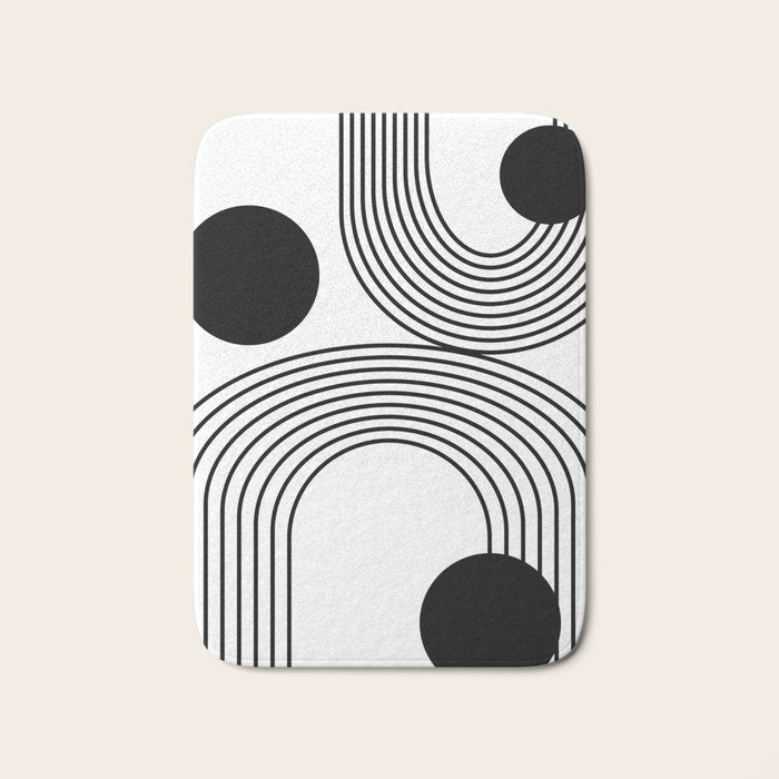 Modern Minimalist Line Art in Black and White Bath Mat Gallery Image 1