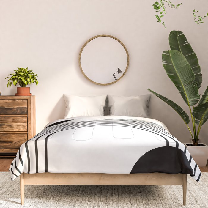 Modern Minimalist Line Art in Black and White Comforter Gallery Image 3