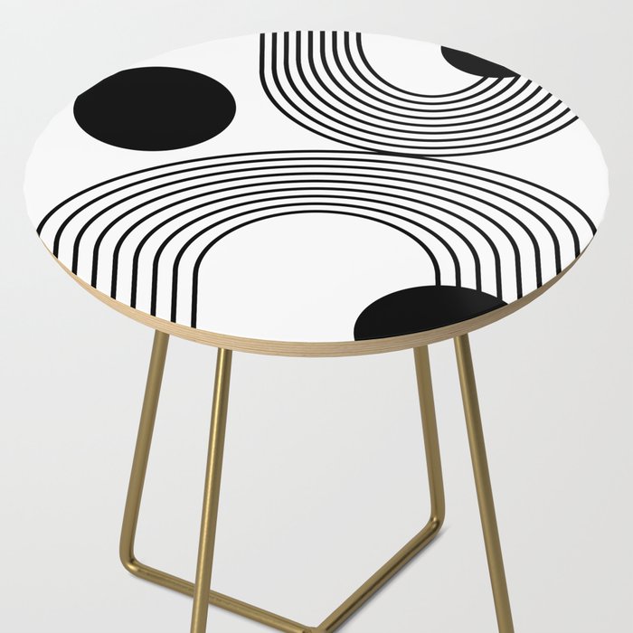 Modern Minimalist Line Art in Black and White Side Table Gallery Image 2