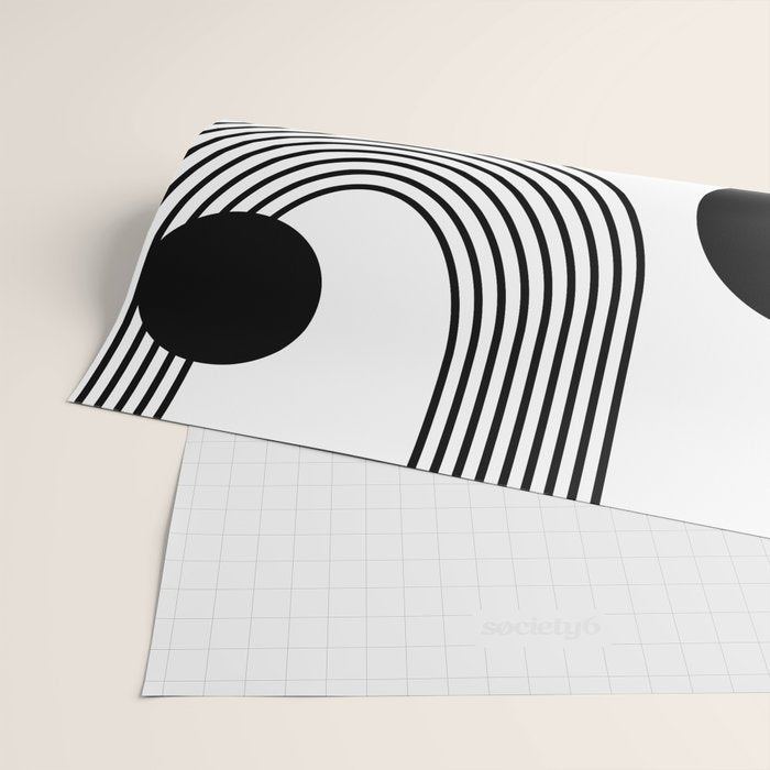 Modern Minimalist Line Art in Black and White Wrapping Paper Gallery Image 2