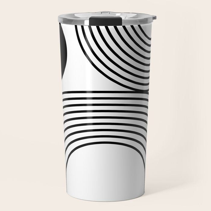 Modern Minimalist Line Art in Black and White Travel Mug Gallery Image 1