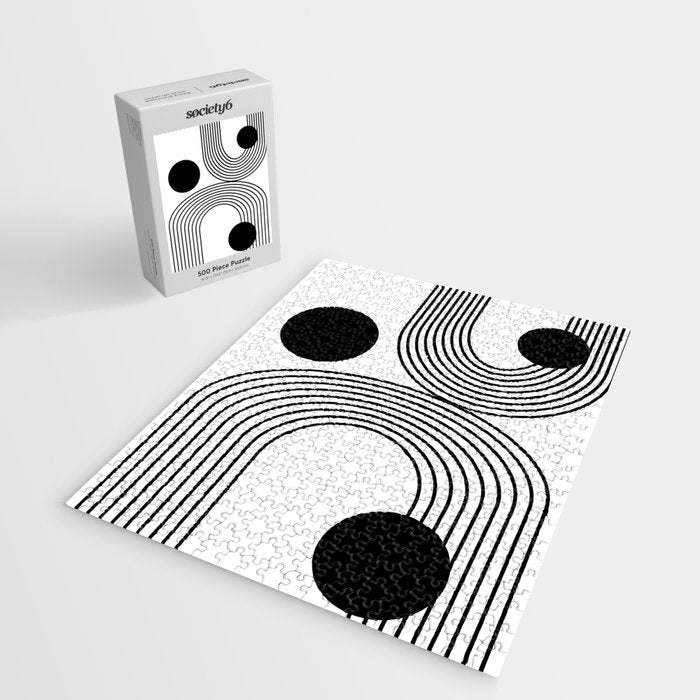 Modern Minimalist Line Art in Black and White Jigsaw Puzzle Gallery Image 2