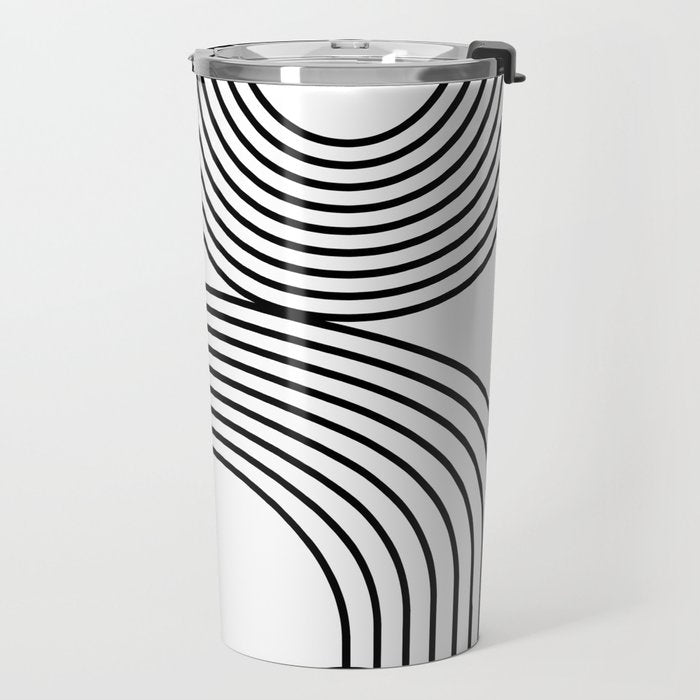 Modern Minimalist Line Art in Black and White Travel Mug Gallery Image 2
