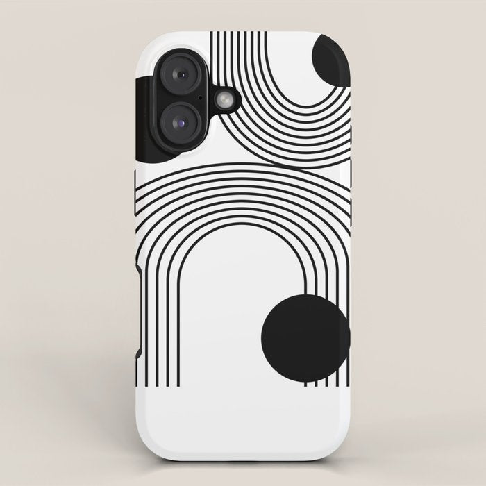 Modern Minimalist Line Art in Black and White iPhone Case Gallery Image 1