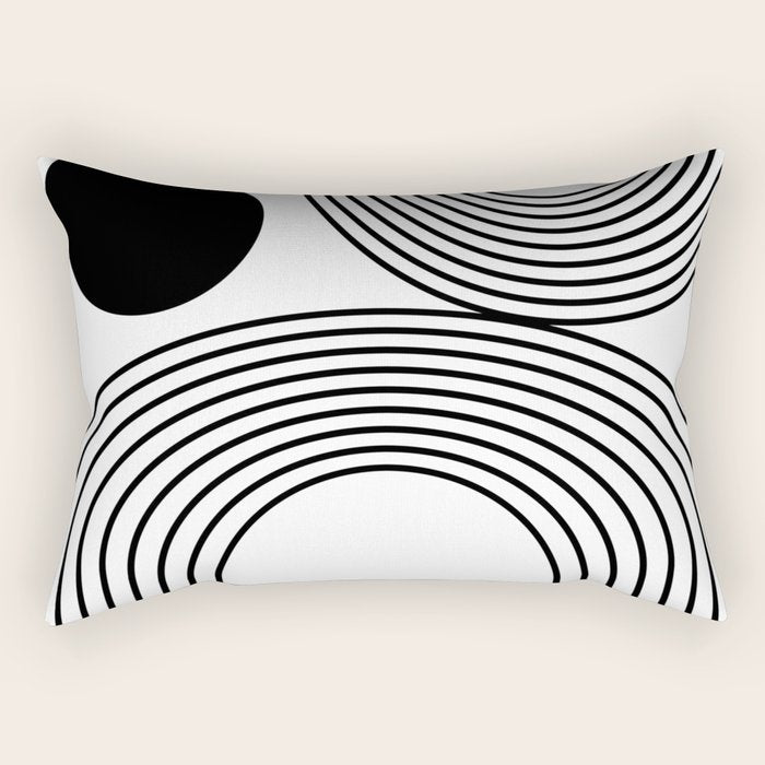 Modern Minimalist Line Art in Black and White Rectangular Pillow Gallery Image 1