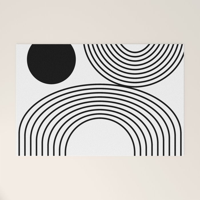 Modern Minimalist Line Art in Black and White Welcome Mat Gallery Image 1