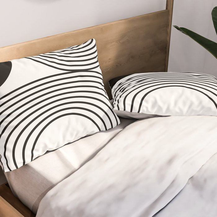 Modern Minimalist Line Art in Black and White Pillow Sham Gallery Image 2