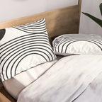 Modern Minimalist Line Art in Black and White Pillow Sham Gallery Image 2