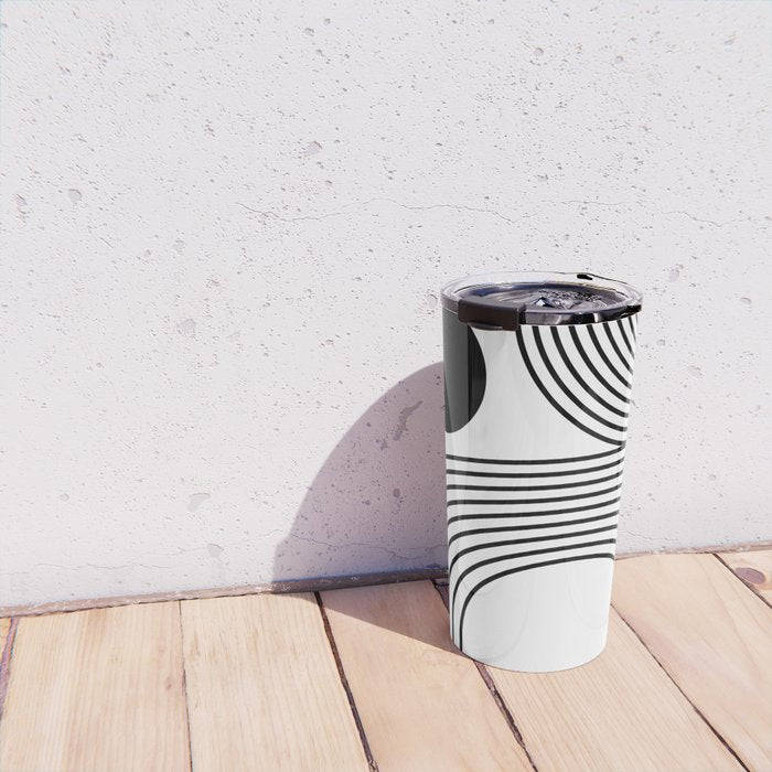 Modern Minimalist Line Art in Black and White Travel Mug Gallery Image 4