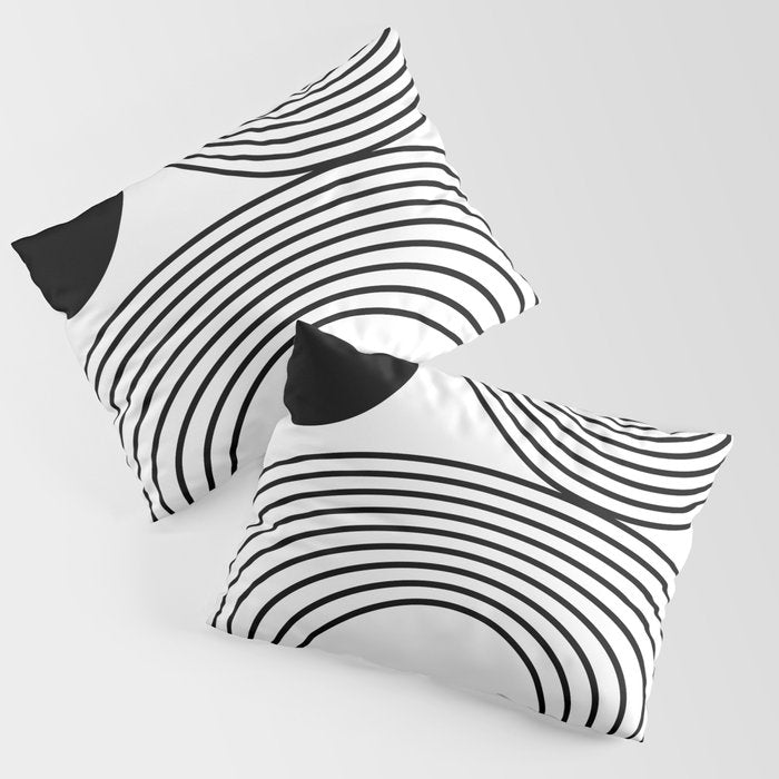 Modern Minimalist Line Art in Black and White Pillow Sham Gallery Image 3