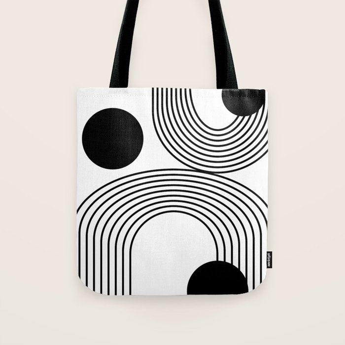 Modern Minimalist Line Art in Black and White Tote Bag Gallery Image 1