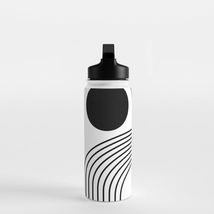 Modern Minimalist Line Art in Black and White Water Bottle Gallery Image 3
