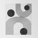 Modern Minimalist Line Art in Black and White Throw Blanket Gallery Image 2