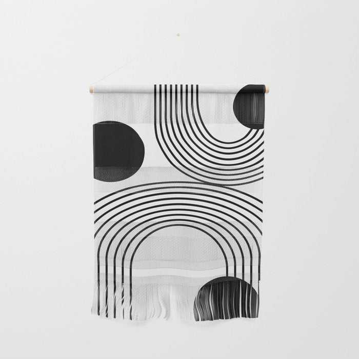 Modern Minimalist Line Art in Black and White Wall Hanging Gallery Image 1