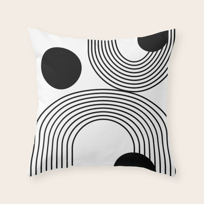 Modern Minimalist Line Art in Black and White Throw Pillow Gallery Image 6