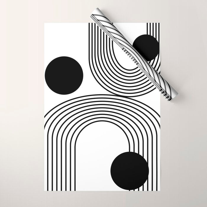 Modern Minimalist Line Art in Black and White Wrapping Paper Gallery Image 1