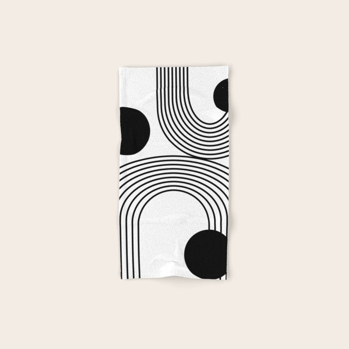 Modern Minimalist Line Art in Black and White Towels Gallery Image 1