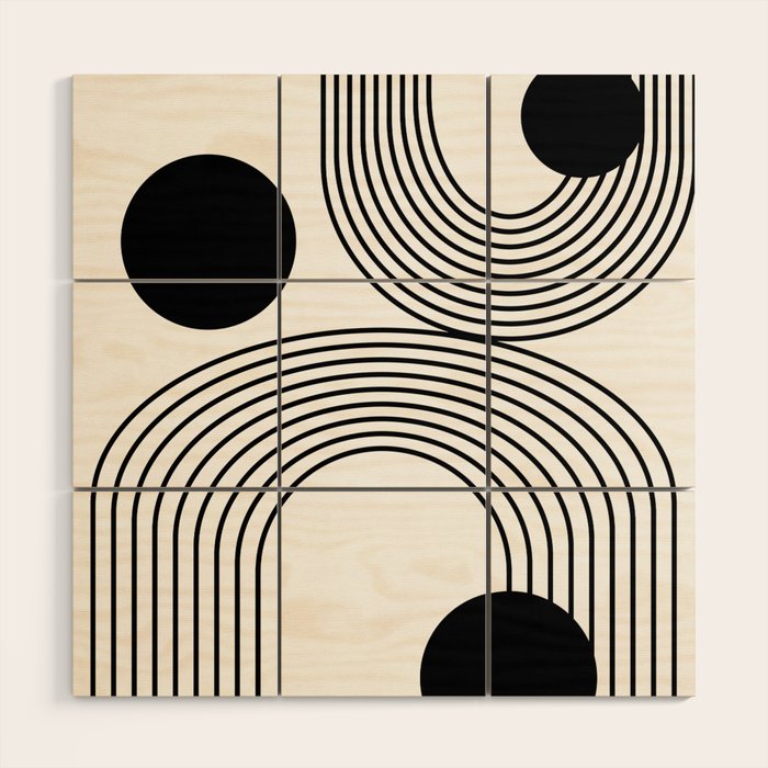 Modern Minimalist Line Art in Black and White Wood Wall Art Gallery Image 1