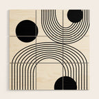 Modern Minimalist Line Art in Black and White Wood Wall Art Gallery Image 1