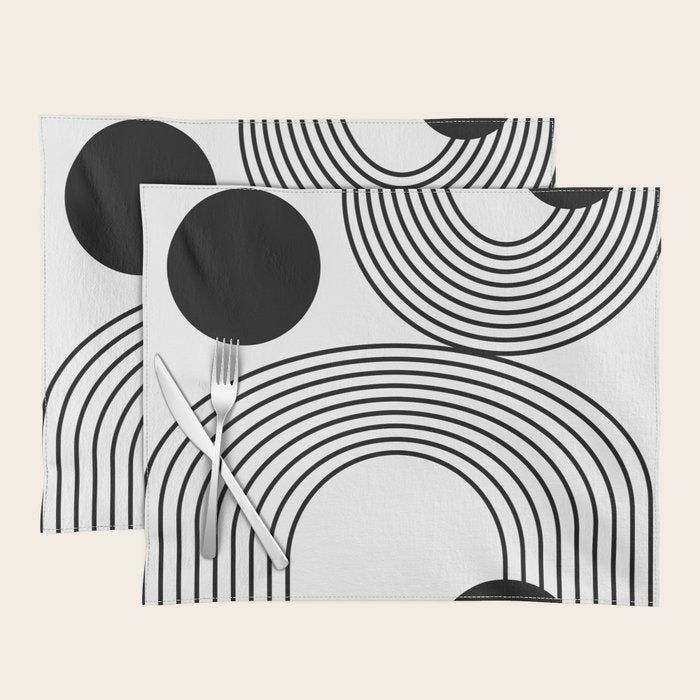Modern Minimalist Line Art in Black and White Placemat Gallery Image 1