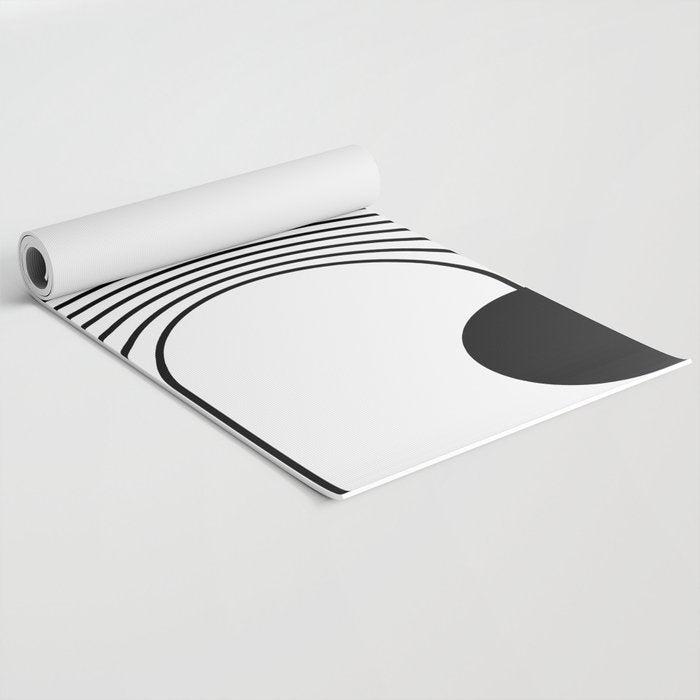 Modern Minimalist Line Art in Black and White Yoga Mat Gallery Image 2