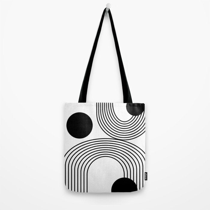 Modern Minimalist Line Art in Black and White Tote Bag Gallery Image 2