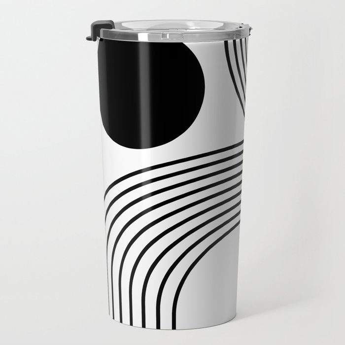 Modern Minimalist Line Art in Black and White Travel Mug Gallery Image 3