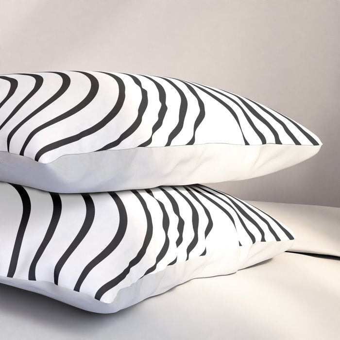 Modern Minimalist Line Art in Black and White Pillow Sham Gallery Image 3