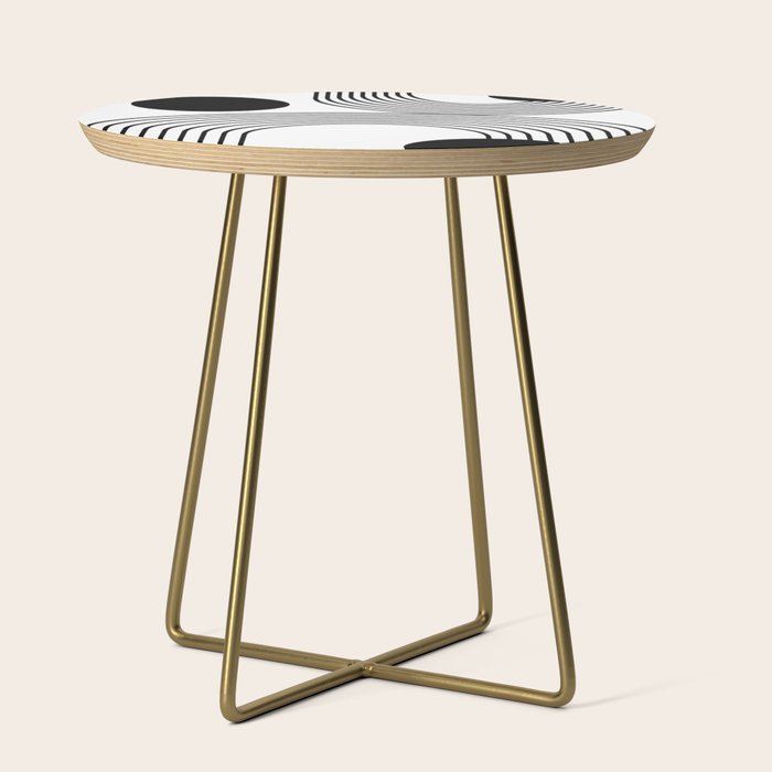 Modern Minimalist Line Art in Black and White Side Table Gallery Image 1