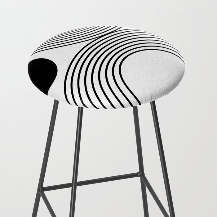 Modern Minimalist Line Art in Black and White Stool Gallery Image 2
