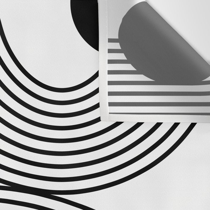 Modern Minimalist Line Art in Black and White Wall Tapestry Gallery Image 3