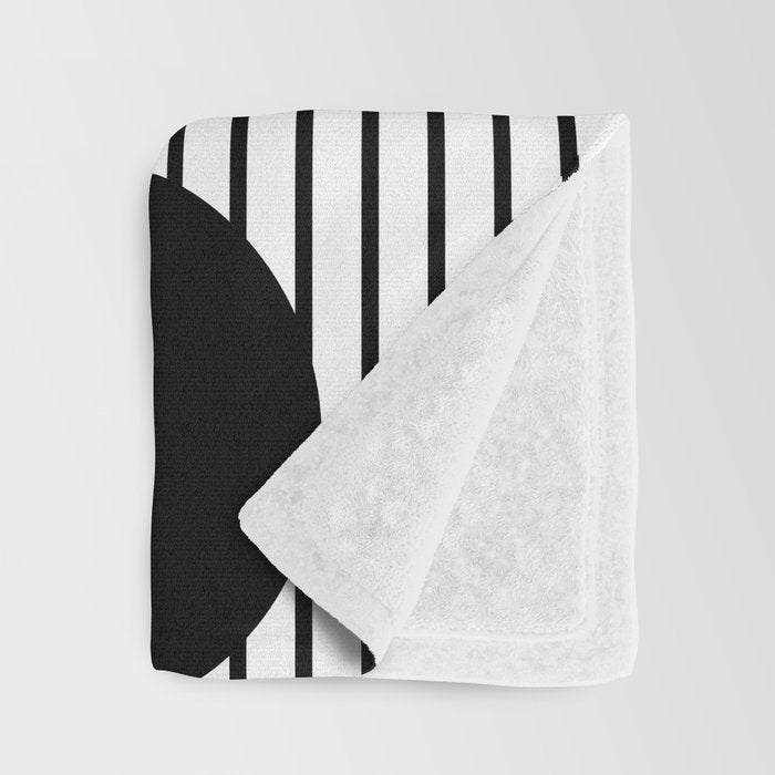 Modern Minimalist Line Art in Black and White Throw Blanket Gallery Image 3