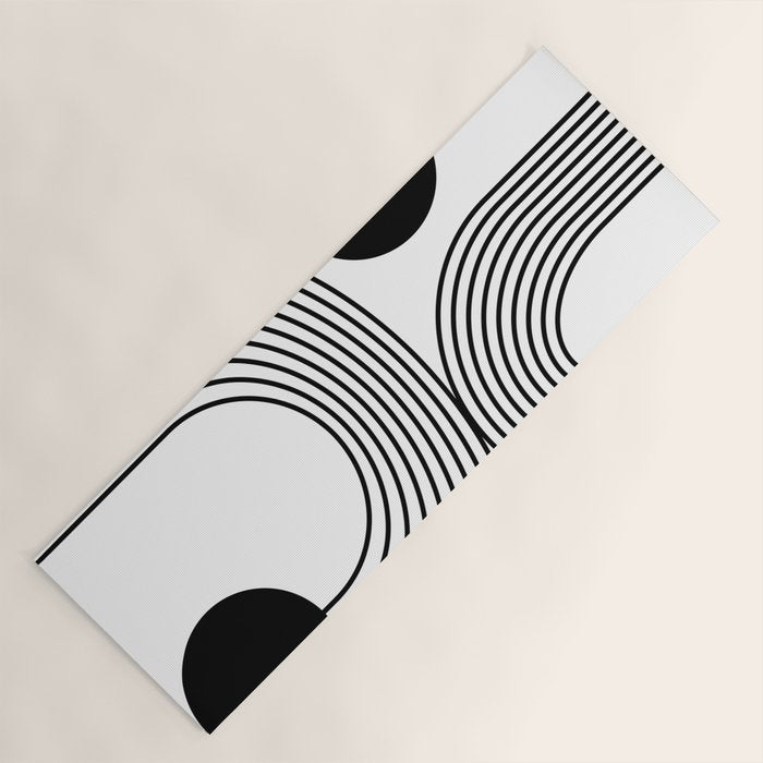 Modern Minimalist Line Art in Black and White Yoga Mat Gallery Image 1