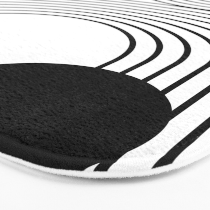 Modern Minimalist Line Art in Black and White Bath Mat Gallery Image 3