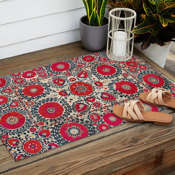 Shakhrisyabz Bokhara Uzbekistan Silk Embroidery Print Outdoor Rug Gallery Image 2