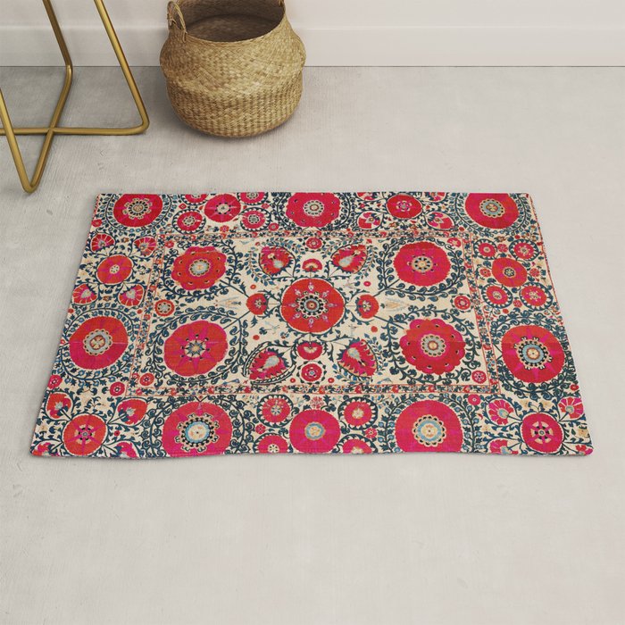 Shakhrisyabz Bokhara Uzbekistan Silk Embroidery Print Rug Gallery Image 1
