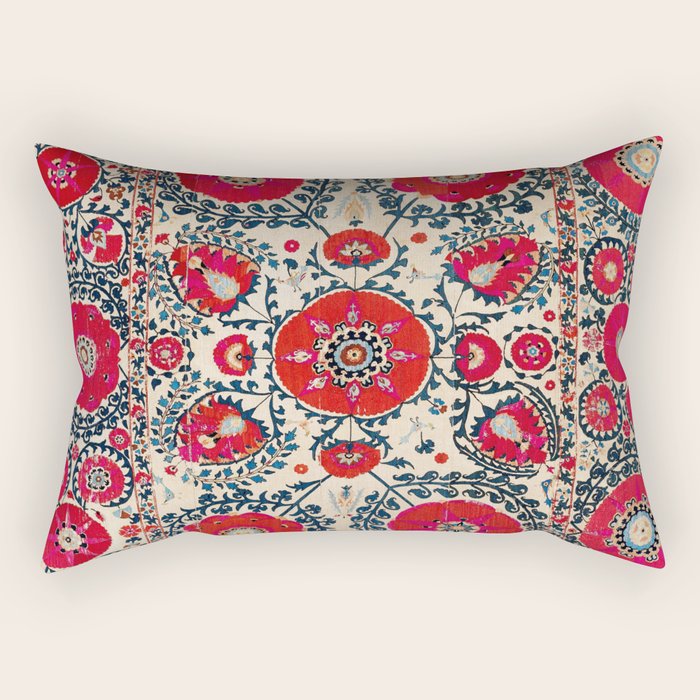 Shakhrisyabz Bokhara Uzbekistan Silk Embroidery Print Rectangular Pillow Gallery Image 2