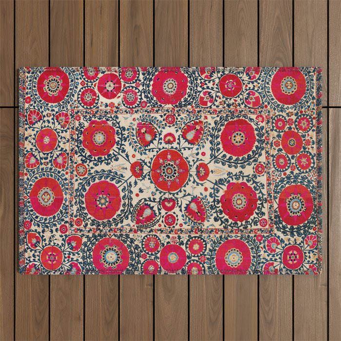 Shakhrisyabz Bokhara Uzbekistan Silk Embroidery Print Outdoor Rug Gallery Image 1
