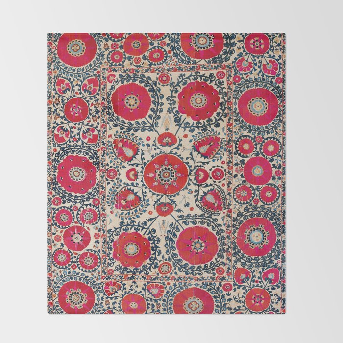 Shakhrisyabz Bokhara Uzbekistan Silk Embroidery Print Throw Blanket Gallery Image 2