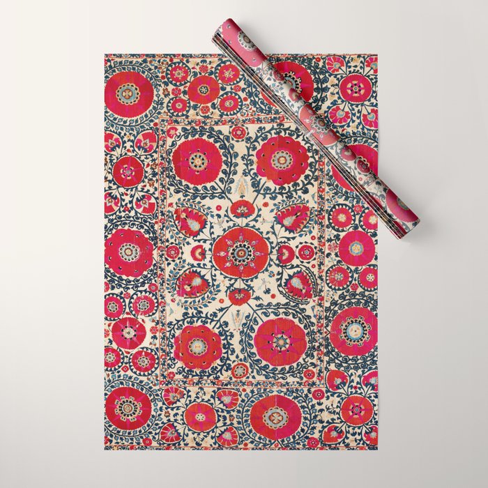 Shakhrisyabz Bokhara Uzbekistan Silk Embroidery Print Wrapping Paper Gallery Image 1