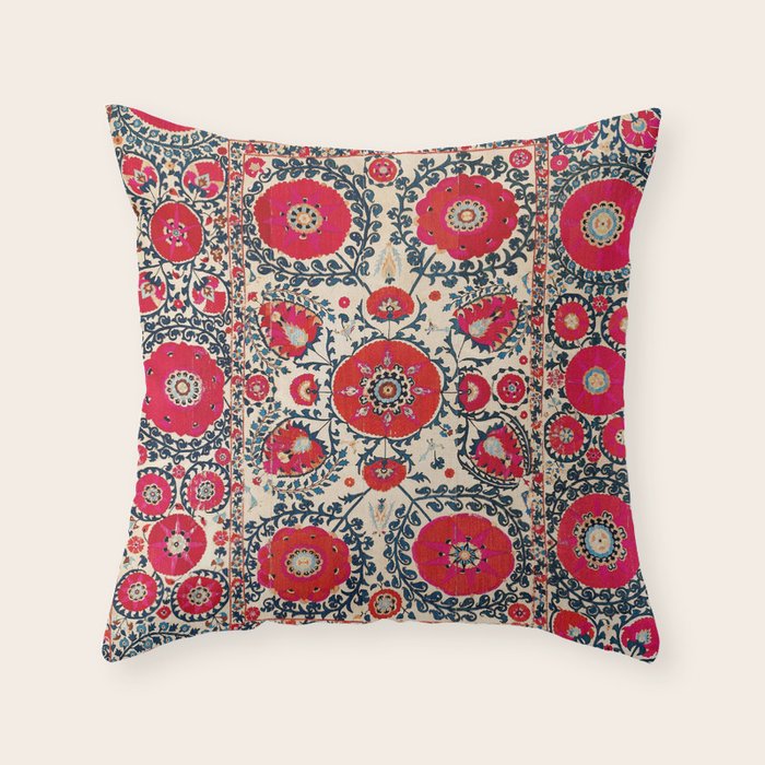 Shakhrisyabz Bokhara Uzbekistan Silk Embroidery Print Throw Pillow Gallery Image 6