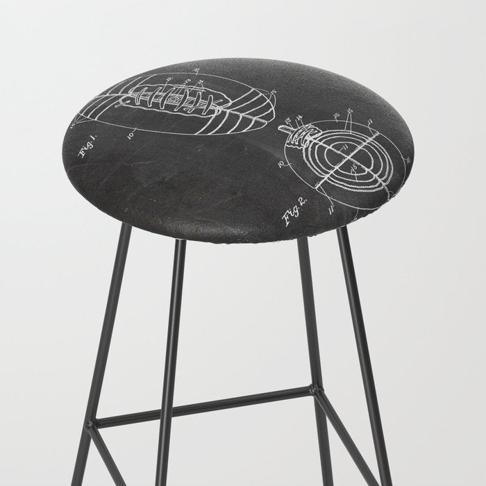 American Football Patent - Football Art - Black Chalkboard Stool Gallery Image 2