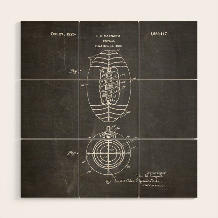 American Football Patent - Football Art - Black Chalkboard Wood Wall Art Gallery Image 1