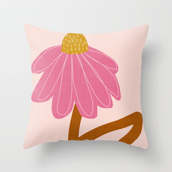 Woodland flower - pink Throw Pillow Gallery Image 1